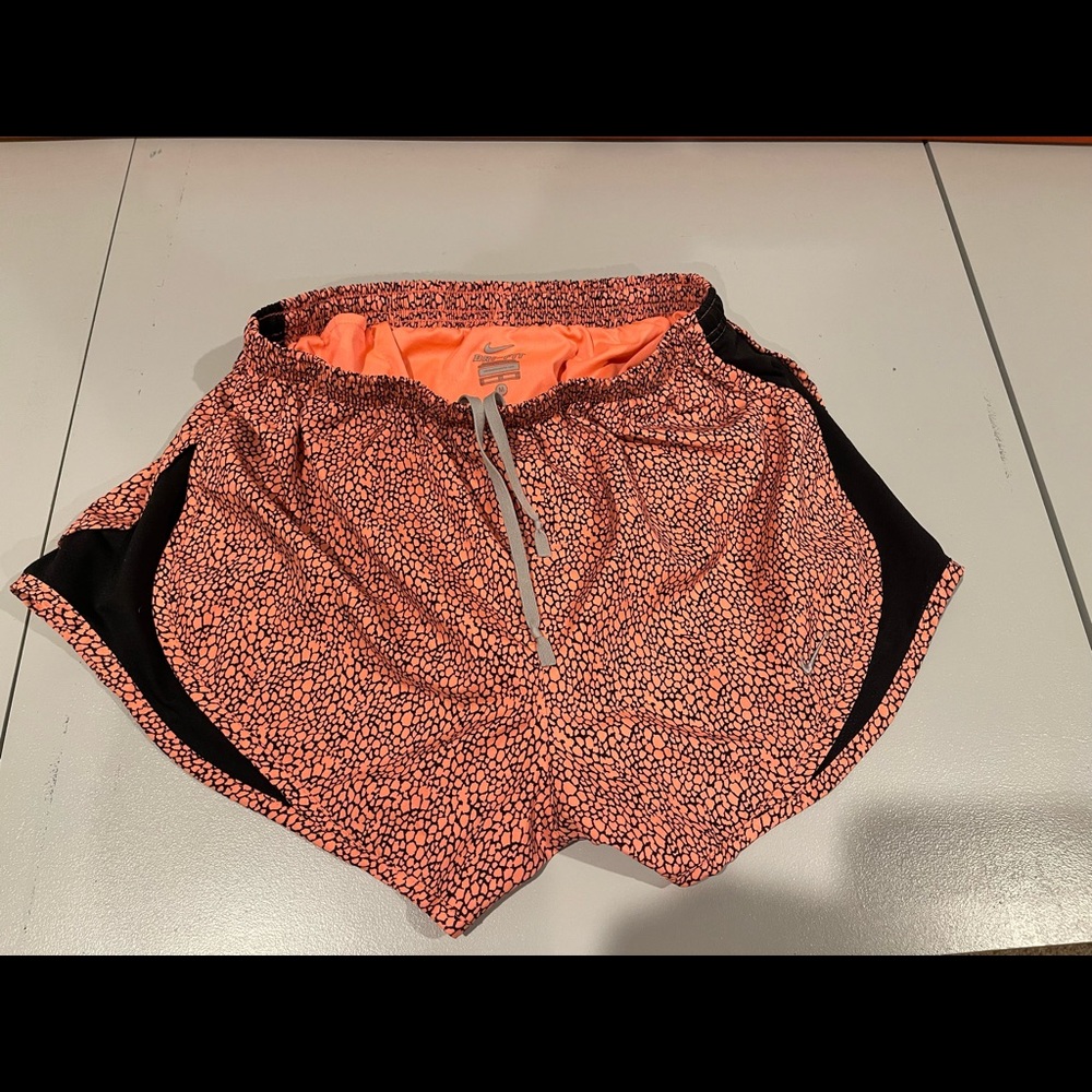 Nike Dri-fit running shorts Womens M Coral/black